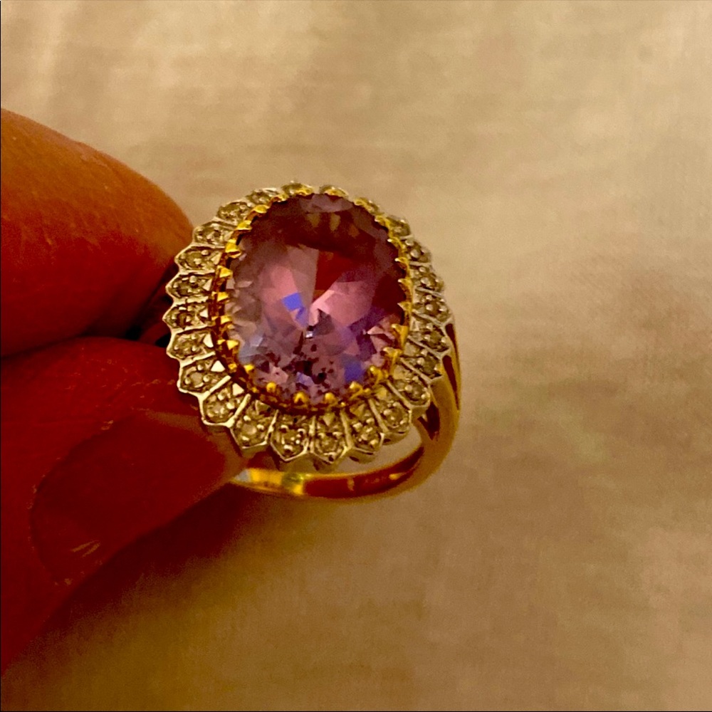 COPY - 14k Gold amethysts ring with tiny diamonds